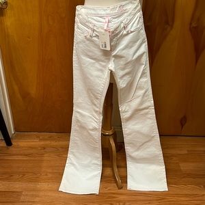 J4 white with pink stitching flare leg size 26 NWT
